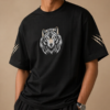 Wolf embroidery oversized tshirt black unisex 240 GSM LabelResha India