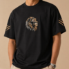 Lion embroidered tshirt men oversized black 240 GSM LabelResha India